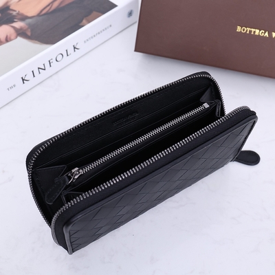 BV Skórzane mini designerskie portmonetki Bottega Veneta Intrecciato Portfel zapinany na zamek
