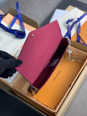 Portfel Mini LV Felicie Pochette z monogramem, podszewka w kolorze fuksji