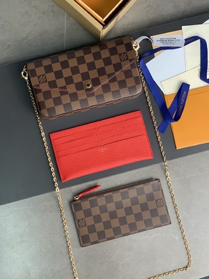 Portfel Mini LV Felicie Pochette z monogramem, podszewka w kolorze fuksji
