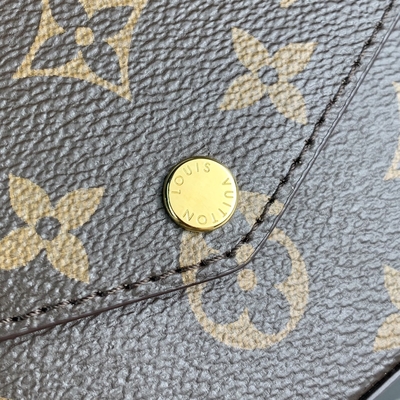 Portfel Mini LV Felicie Pochette z monogramem, podszewka w kolorze fuksji