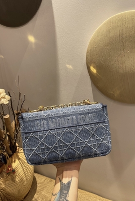 Haftowane Mini Designerskie Torebki Dior Caro Denim Małe