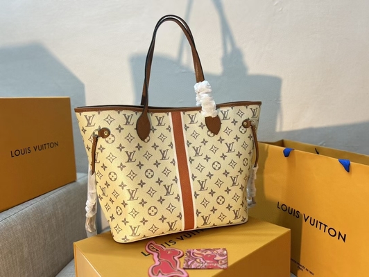 Damska torebka Louis Vuitton Preloved Beżowa torebka Neverfull Monogram