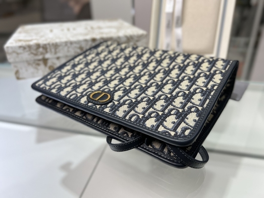 Torebka 2 w 1 Mini Dior 30 Montaigne Niebieski ukośny żakard