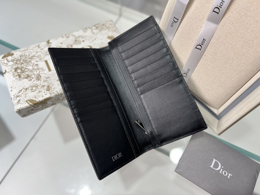 Wytłoczony pionowy portfel CD Christian Dior męski zapinany na zamek