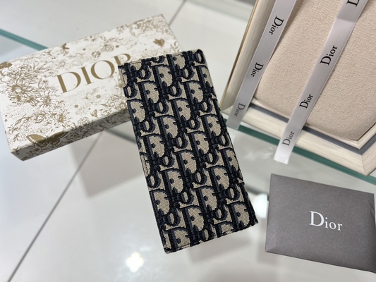 Wytłoczony pionowy portfel CD Christian Dior męski zapinany na zamek