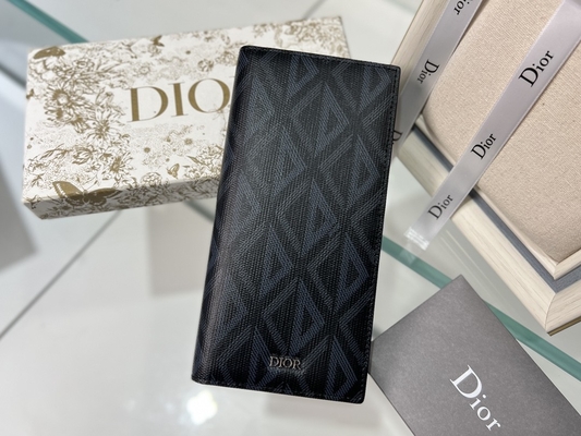 Wytłoczony pionowy portfel CD Christian Dior męski zapinany na zamek