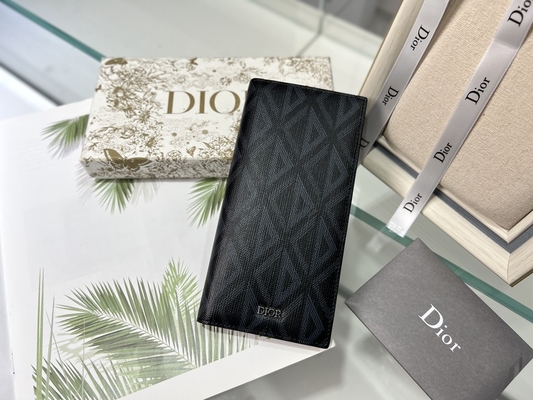 Wytłoczony pionowy portfel CD Christian Dior męski zapinany na zamek