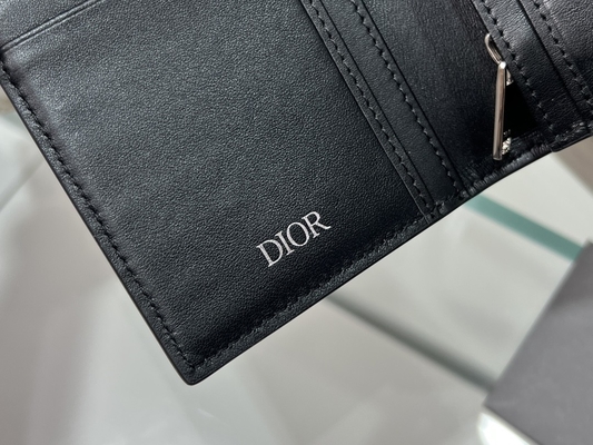 Wytłoczony pionowy portfel CD Christian Dior męski zapinany na zamek