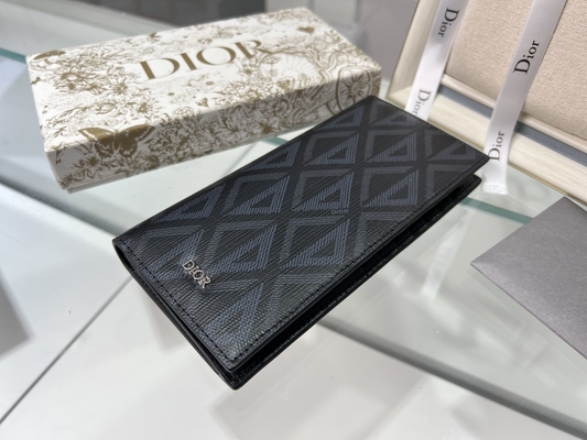Wytłoczony pionowy portfel CD Christian Dior męski zapinany na zamek