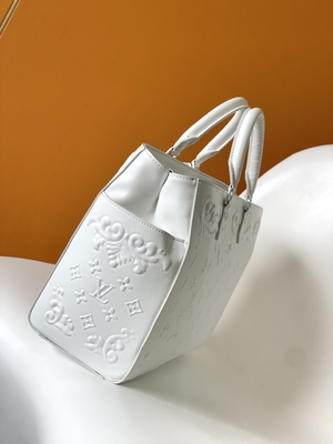 Biała torba z logo Preloved z monogramem Louis Vuitton Sac Plat