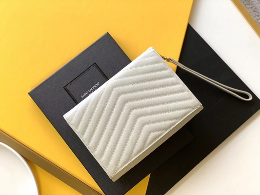 Pikowana skórzana kopertówka Caviar YSL z monogramem