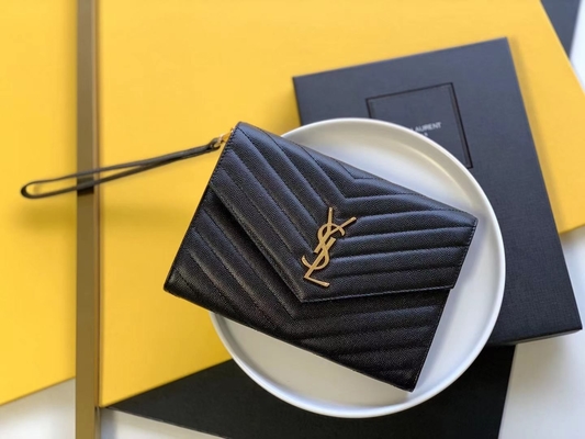 Pikowana skórzana kopertówka Caviar YSL z monogramem