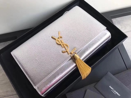 Regulowane Ramiączka Poliester Saint Laurent YSL Woc Torba Zapinana Na Zamek Srebrny