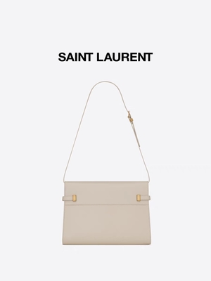 Torba na ramię ODM Mini z logo Saint Laurent, beżowa