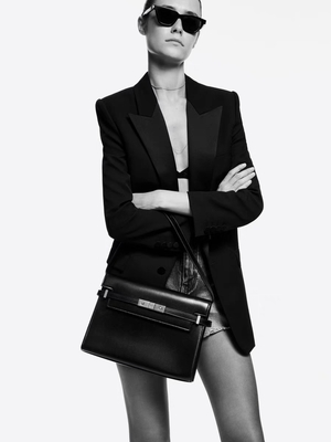Torba na ramię ODM Mini z logo Saint Laurent, beżowa
