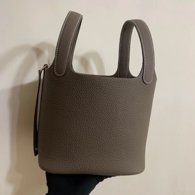 Hermes Markowa Torebka Damska Jaune Ambre Picotin Lock PM Clemence Skórzana Podeszwa