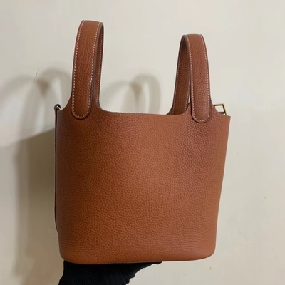 Hermes Markowa Torebka Damska Jaune Ambre Picotin Lock PM Clemence Skórzana Podeszwa