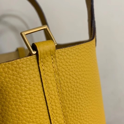 Hermes Markowa Torebka Damska Jaune Ambre Picotin Lock PM Clemence Skórzana Podeszwa