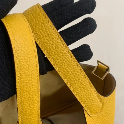 Hermes Markowa Torebka Damska Jaune Ambre Picotin Lock PM Clemence Skórzana Podeszwa