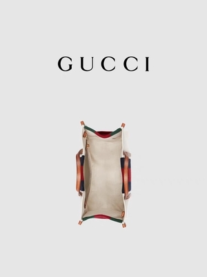 Gucci Biała bawełniana płócienna mini niebieska torba z grubej bawełny w paski Blokada G