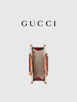 Lniana blokada G Markowa torba Gucci Niebiesko-czerwona torba w paski