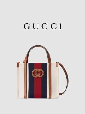Lniana blokada G Markowa torba Gucci Niebiesko-czerwona torba w paski