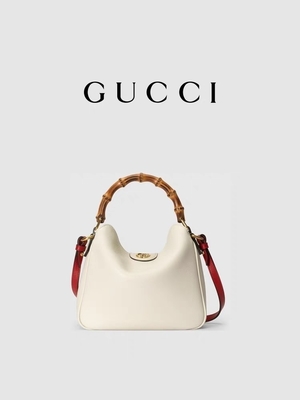 Biała skórzana markowa torba na ramię Gucci Torebka księżnej Diany