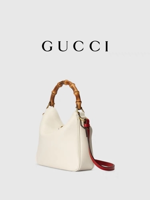 Biała skórzana markowa torba na ramię Gucci Torebka księżnej Diany