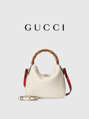 Biała skórzana markowa torba na ramię Gucci Torebka księżnej Diany