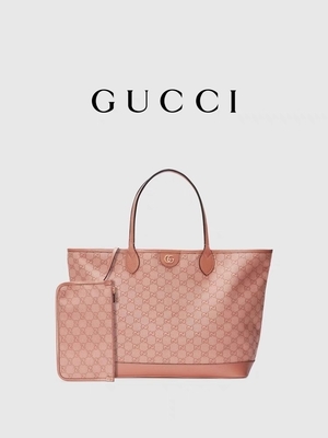 Różowa płócienna Gucci Ophidia GG Średnia torba na ramię do podróży służbowych