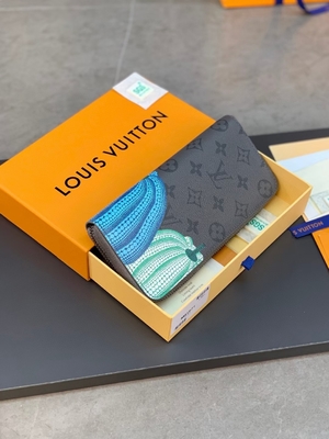 Płócienny portfel unisex LV Sarah Monogram Damier Collaboration Leather