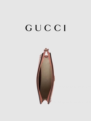 Mini różowa płócienna skórzana kopertówka Ophidia Gucci z zamkiem błyskawicznym