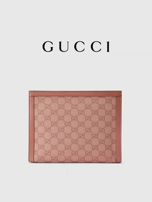 Mini różowa płócienna skórzana kopertówka Ophidia Gucci z zamkiem błyskawicznym