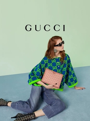 Mini różowa płócienna skórzana kopertówka Ophidia Gucci z zamkiem błyskawicznym