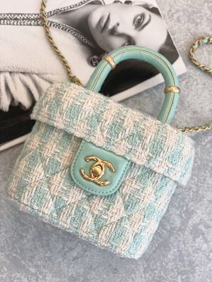 Dziewczęce Monogramy Mini Designer Torebki Chanel Mini Box Bag Zielony Różowy