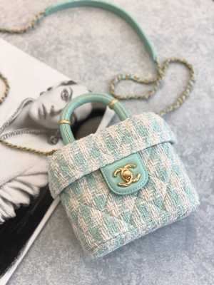 Dziewczęce Monogramy Mini Designer Torebki Chanel Mini Box Bag Zielony Różowy
