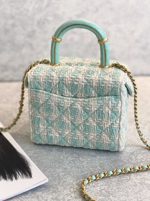 Dziewczęce Monogramy Mini Designer Torebki Chanel Mini Box Bag Zielony Różowy
