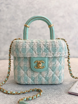 Dziewczęce Monogramy Mini Designer Torebki Chanel Mini Box Bag Zielony Różowy