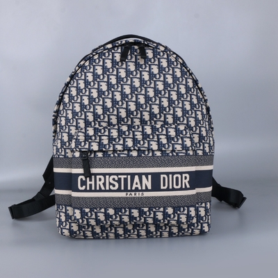 Designerski mały plecak Diortravel Niebieski Dior Oblique Jacquard