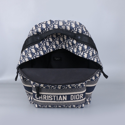 Designerski mały plecak Diortravel Niebieski Dior Oblique Jacquard