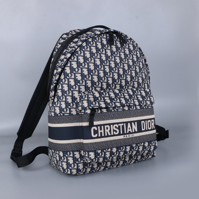 Designerski mały plecak Diortravel Niebieski Dior Oblique Jacquard