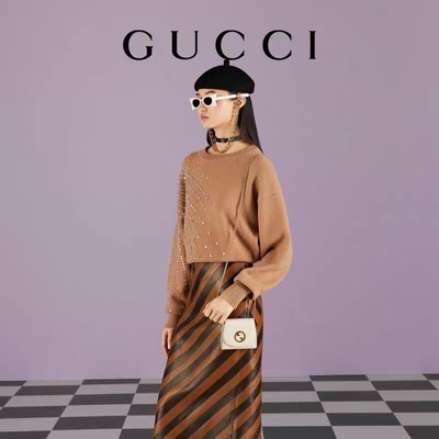 Białe skórzane niestandardowe markowe torby Średnia torebka Gucci Blondie