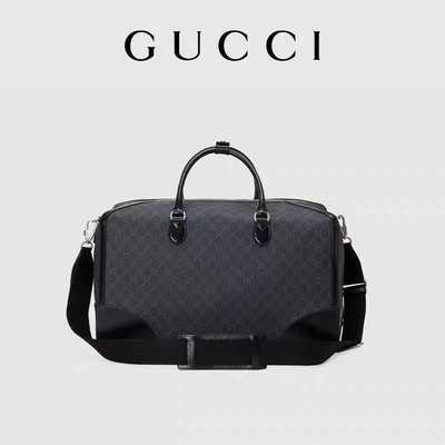 Czarna torba podróżna GG Supreme Gucci Męska płócienna listonoszka z blokadą Double G