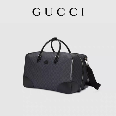 Czarna torba podróżna GG Supreme Gucci Męska płócienna listonoszka z blokadą Double G