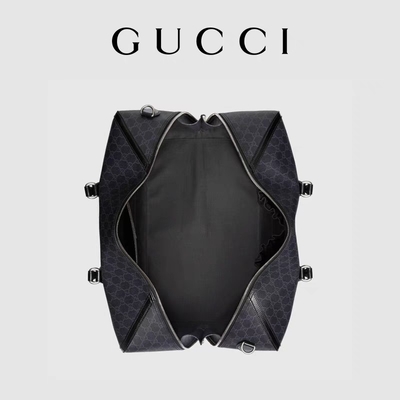 Czarna torba podróżna GG Supreme Gucci Męska płócienna listonoszka z blokadą Double G