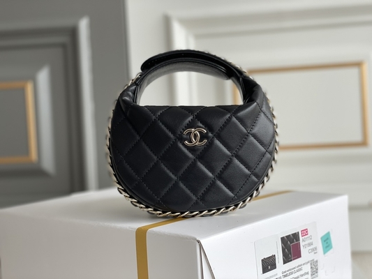Ap3095 Czarna torebka Chanel z klapką z czarnej mini torebki na monety 20 cali