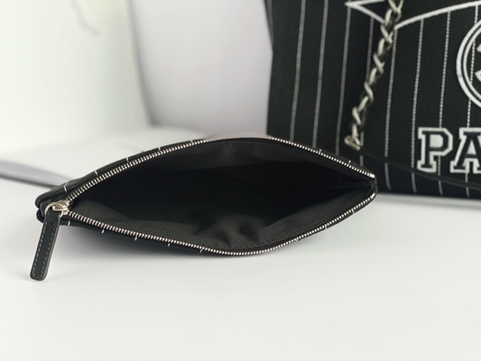 Duże Niestandardowe Markowe Torby Bawełniana Skóra Cielęca Chanel 2.55 Torebka Metalowo-czarno-biała