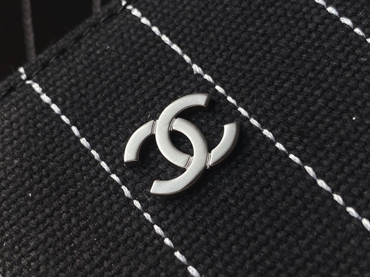 Duże Niestandardowe Markowe Torby Bawełniana Skóra Cielęca Chanel 2.55 Torebka Metalowo-czarno-biała