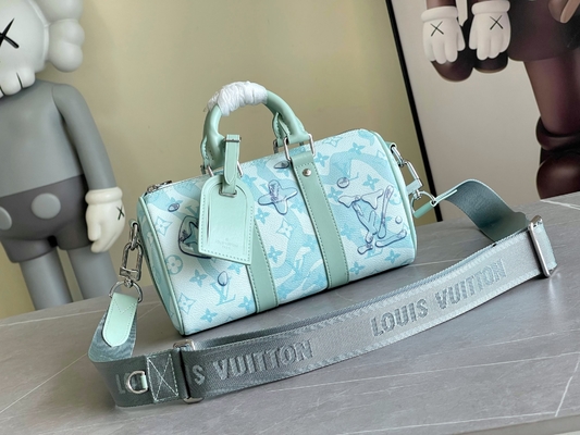 Biznesowa torba LV Designer z monogramem Keepall BandoulièRe 50 Niebieska torba podróżna