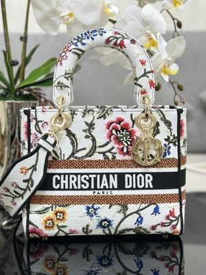 Wielokolorowe torby Petites Fleurs z logo Dior Medium D Lite Bag